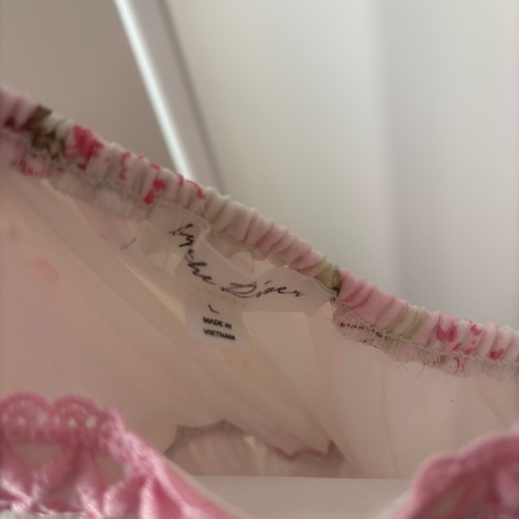 By the River Pink Floral Dress Size L - Crochet Straps & Tiered Skirt - Picture 5 of 6